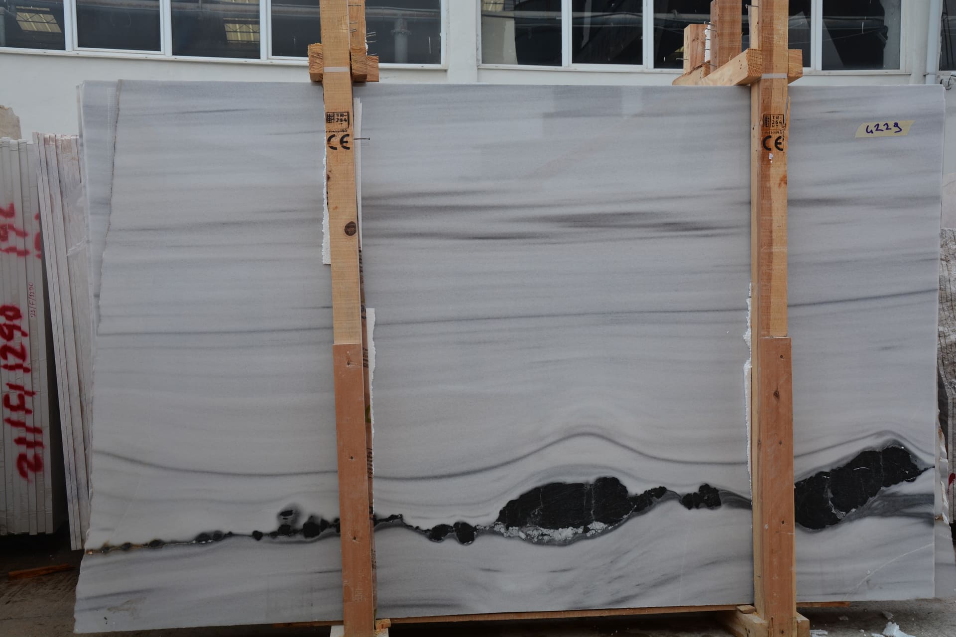 Panda White polished marble slab in White