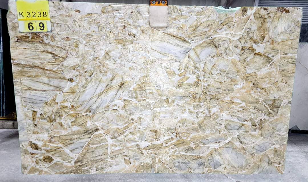 Blue Puzzle Polished marble slab in Multicolor